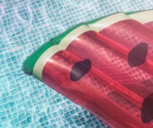 watermelon float in pool