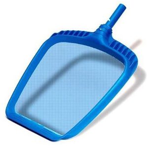 Blue pool skimmer net for cleaning backyard pools and removing debris