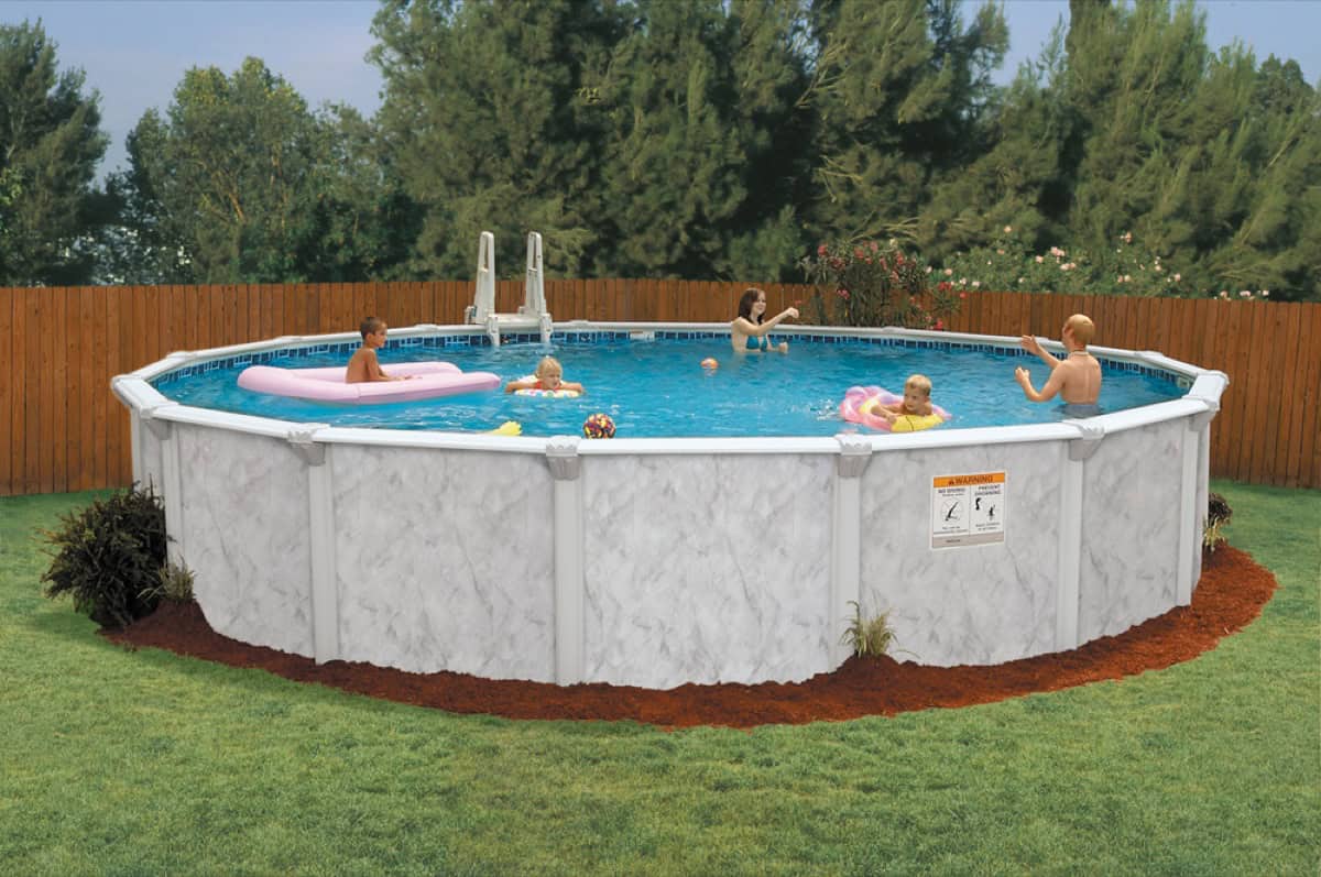 Embassy Sterling above ground pool installed in a Cincinnati backyard